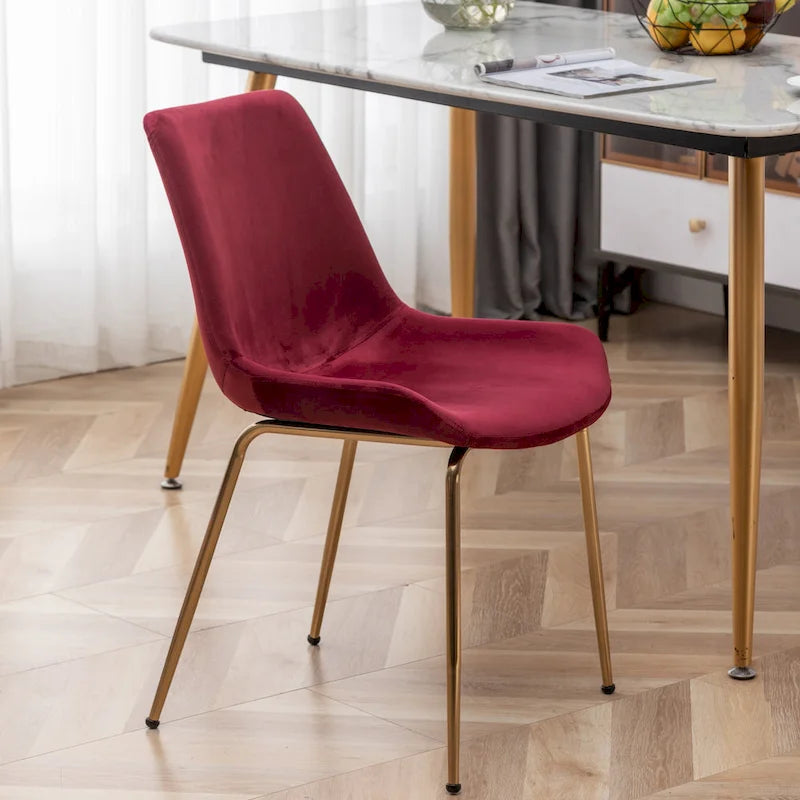 Sedie da pranzo in velluto, verde / blu / rosso / oro, stile moderno, set da 2 pezzi