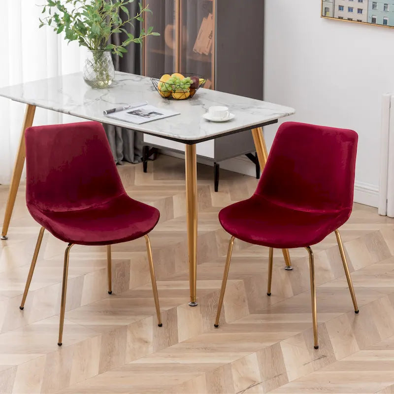 Sedie da pranzo in velluto, verde / blu / rosso / oro, stile moderno, set da 2 pezzi