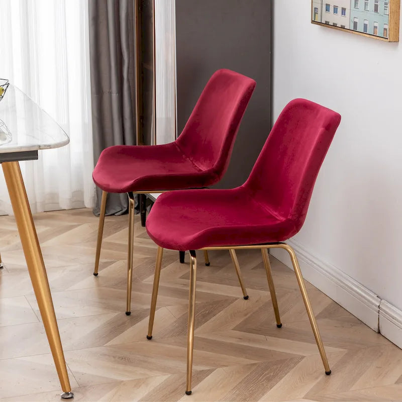 Sedie da pranzo in velluto, verde / blu / rosso / oro, stile moderno, set da 2 pezzi