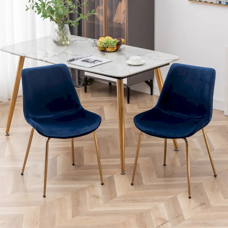 Sedie da pranzo in velluto, verde / blu / rosso / oro, stile moderno, set da 2 pezzi