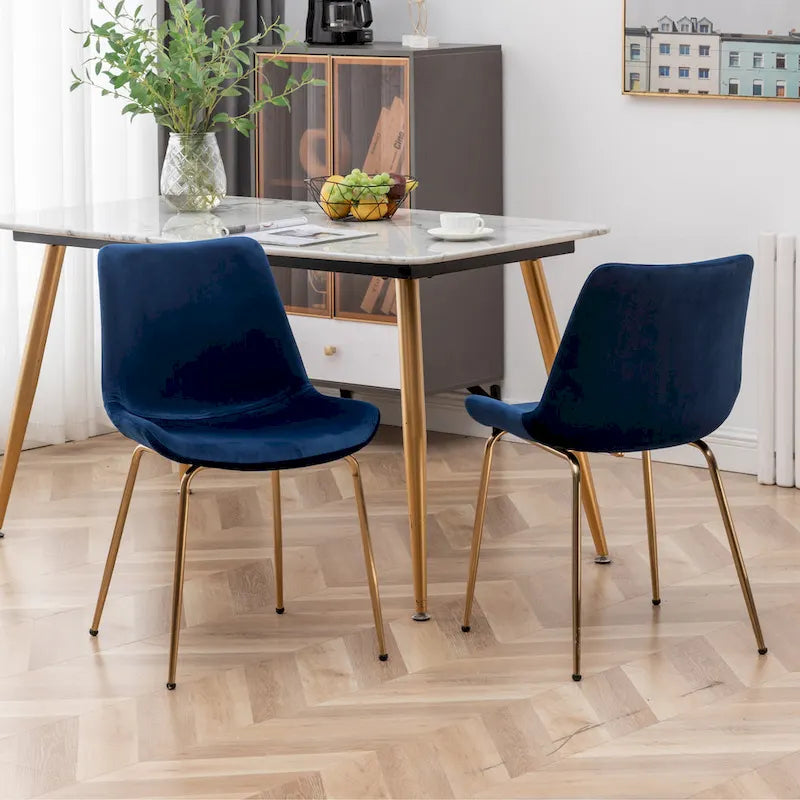 Sedie da pranzo in velluto, verde / blu / rosso / oro, stile moderno, set da 2 pezzi