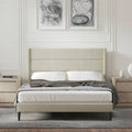 Letto imbottito con testiera ad ali in beige / grigio / pietra