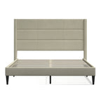 Letto imbottito con testiera ad ali in beige / grigio / pietra