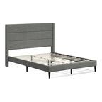 Letto imbottito con testiera ad ali in beige / grigio / pietra