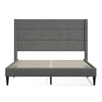 Letto imbottito con testiera ad ali in beige / grigio / pietra