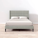 Letto imbottito con testiera ad ali in beige / grigio / pietra