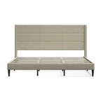 Letto imbottito con testiera ad ali in beige / grigio / pietra