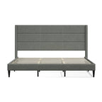 Letto imbottito con testiera ad ali in beige / grigio / pietra