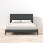 Letto imbottito con testiera ad ali in beige / grigio / pietra