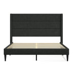 Letto imbottito con testiera ad ali in beige / grigio / pietra