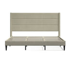 Letto imbottito con testiera ad ali in beige / grigio / pietra