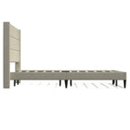 Letto imbottito con testiera ad ali in beige / grigio / pietra