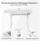 Scrivania ergonomica nera regolabile in altezza con vassoio per tastiera, ripiano in legno, per 1 persona