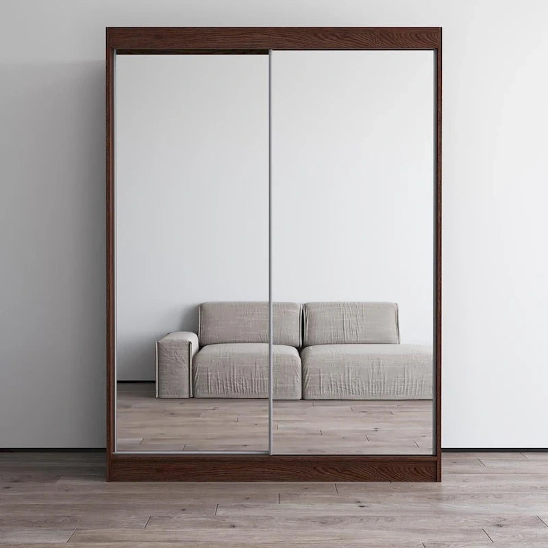 Armadio a 2 ante a specchio, lucido, nero / bianco / grigio / wengé