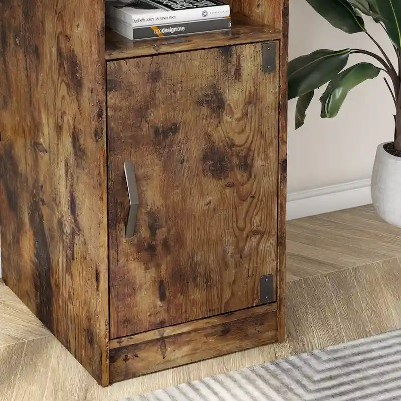 Scrivania a L con Mobiletto – 1 o 2 Posti – Grigio Cenere / Bianco Laccato / Nero Dorato / Marrone Rustico