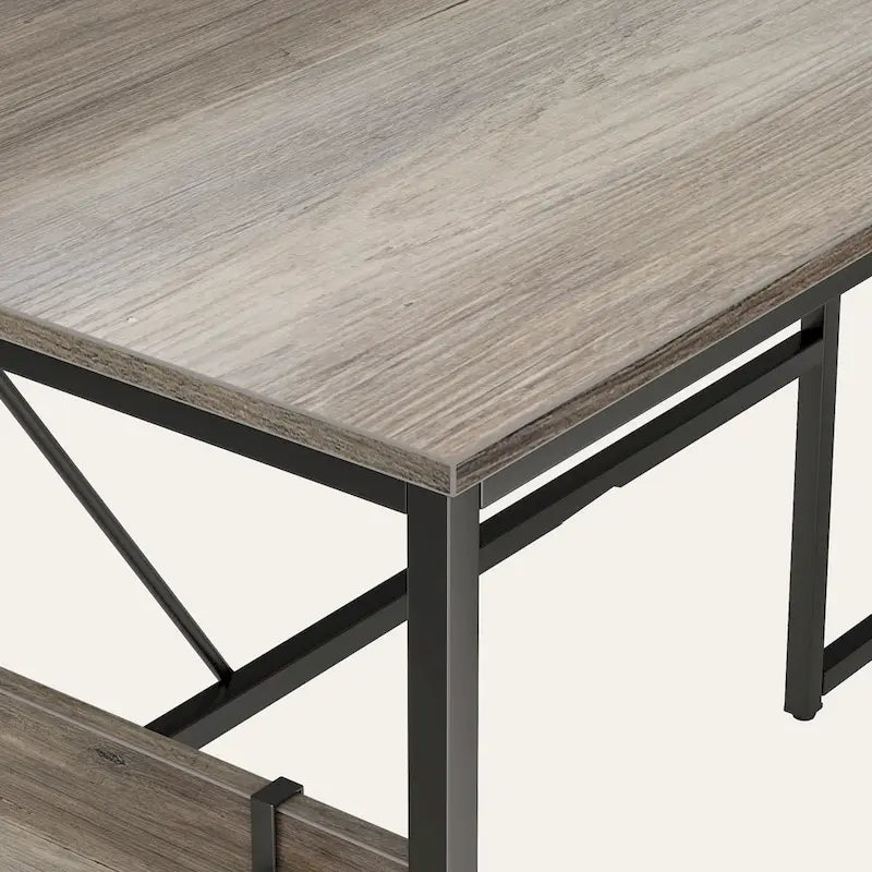 Scrivania a L con Mobiletto – 1 o 2 Posti – Grigio Cenere / Bianco Laccato / Nero Dorato / Marrone Rustico