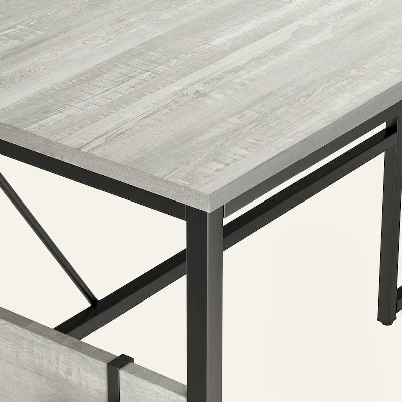Scrivania a L con Mobiletto – 1 o 2 Posti – Grigio Cenere / Bianco Laccato / Nero Dorato / Marrone Rustico