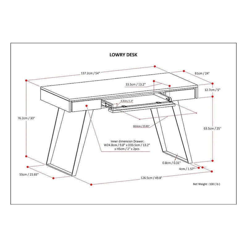 Scrivania industriale da 54" in legno e metallo – Colori assortiti effetto anticato, monoposto