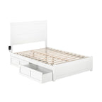 Letto Matrimoniale a Piattaforma Bianco con Pediera e 2 Cassetti