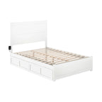 Letto Matrimoniale a Piattaforma Bianco con Pediera e 2 Cassetti