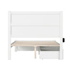 Letto Matrimoniale a Piattaforma Bianco con Pediera e 2 Cassetti
