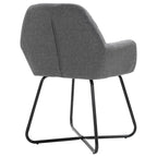 Sedie da Pranzo con Braccioli in Tessuto Grigio Scuro, Set da 4