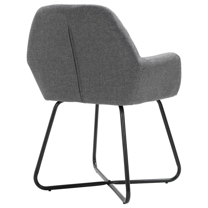 Sedie da Pranzo con Braccioli in Tessuto Grigio Scuro, Set da 4