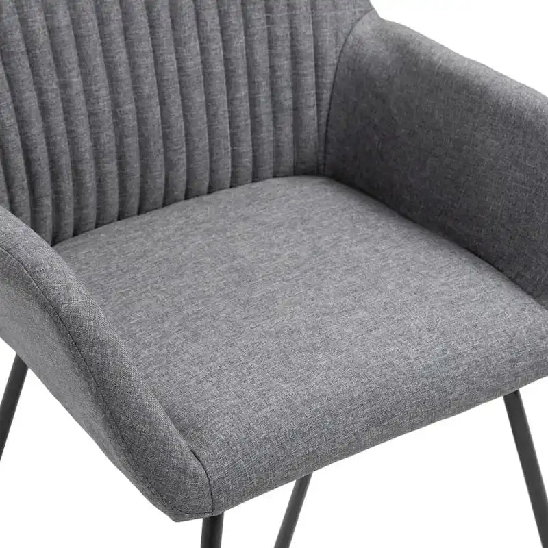 Sedie da Pranzo con Braccioli in Tessuto Grigio Scuro, Set da 4