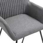 Sedie da Pranzo con Braccioli in Tessuto Grigio Scuro, Set da 4