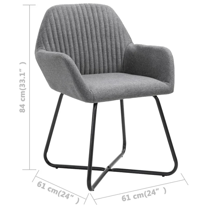 Sedie da Pranzo con Braccioli in Tessuto Grigio Scuro, Set da 4