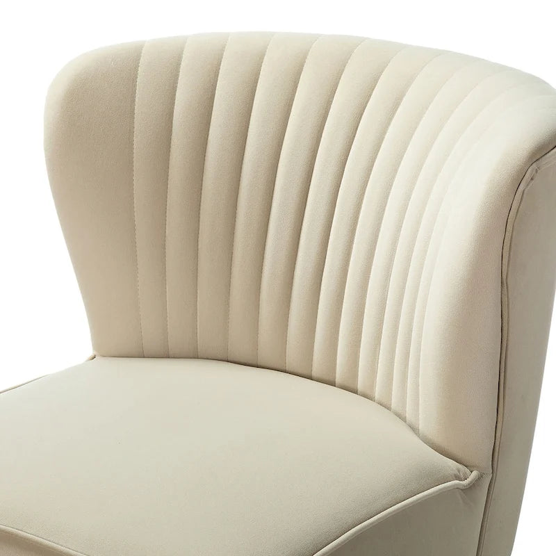 Poltroncina senza braccioli in velluto viola, schienale capitonné, gambe dorate, singolo
