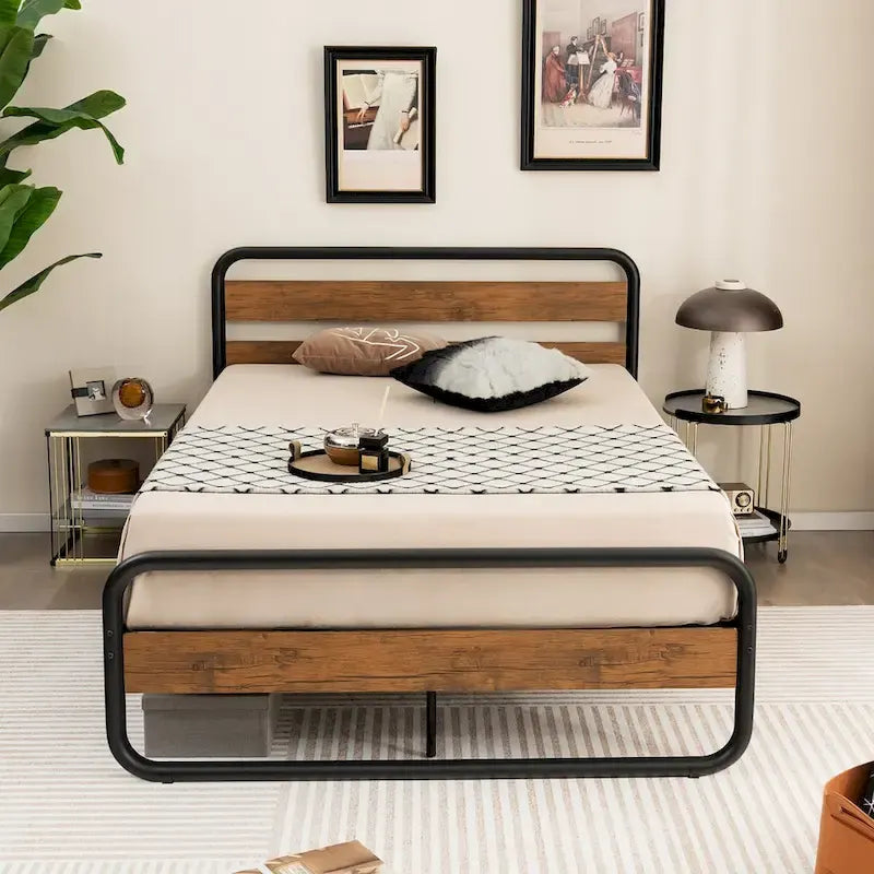 Struttura letto a piattaforma Black Arc con testiera e pediera, piazza e mezza / matrimoniale