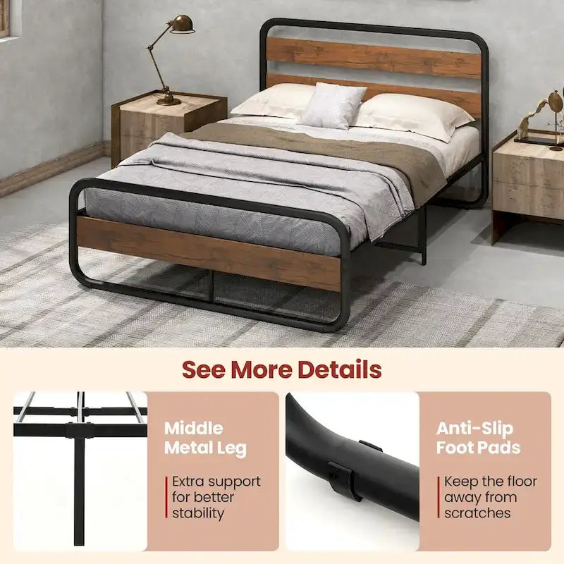 Struttura letto a piattaforma Black Arc con testiera e pediera, piazza e mezza / matrimoniale