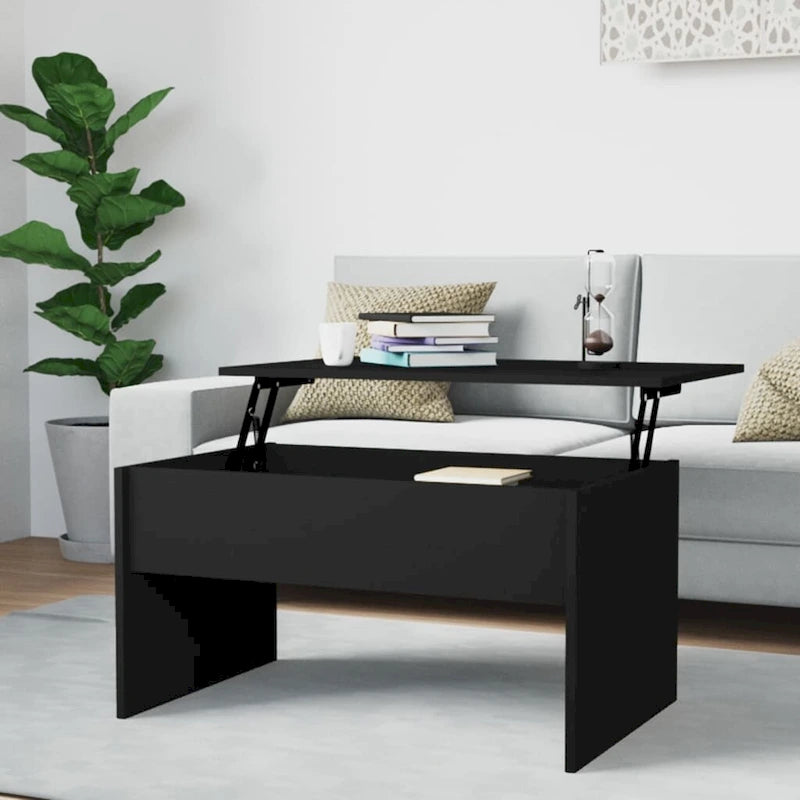 Tavolino da caffè con piano sollevabile, legno ingegnerizzato, uso singolo | Nero / Grigio Sonoma / Bianco lucido / Rovere affumicato / Bianco