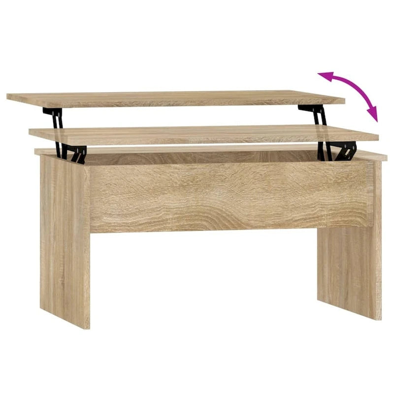 Tavolino da caffè con piano sollevabile, legno ingegnerizzato, uso singolo | Nero / Grigio Sonoma / Bianco lucido / Rovere affumicato / Bianco