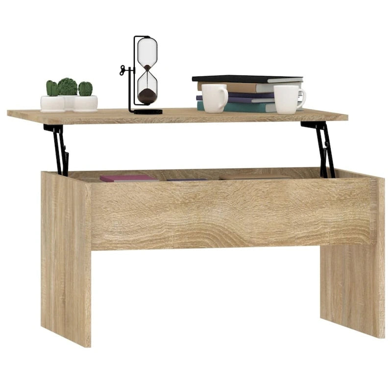 Tavolino da caffè con piano sollevabile, legno ingegnerizzato, uso singolo | Nero / Grigio Sonoma / Bianco lucido / Rovere affumicato / Bianco