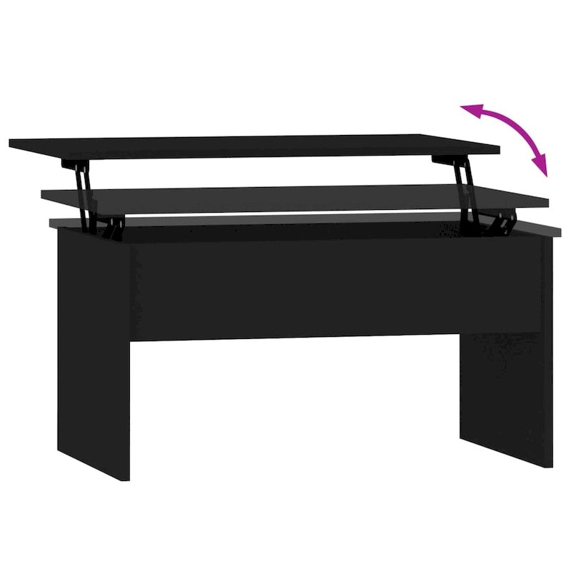 Tavolino da caffè con piano sollevabile, legno ingegnerizzato, uso singolo | Nero / Grigio Sonoma / Bianco lucido / Rovere affumicato / Bianco