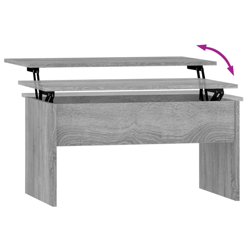 Tavolino da caffè con piano sollevabile, legno ingegnerizzato, uso singolo | Nero / Grigio Sonoma / Bianco lucido / Rovere affumicato / Bianco