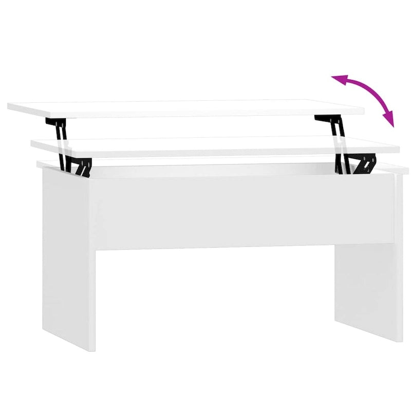 Tavolino da caffè con piano sollevabile, legno ingegnerizzato, uso singolo | Nero / Grigio Sonoma / Bianco lucido / Rovere affumicato / Bianco