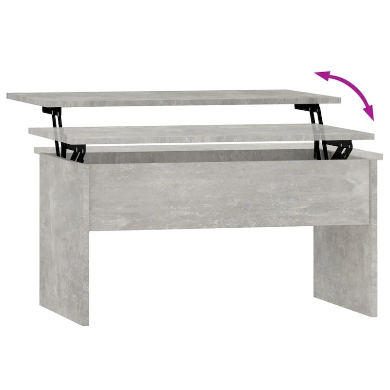 Tavolino da caffè con piano sollevabile, legno ingegnerizzato, uso singolo | Nero / Grigio Sonoma / Bianco lucido / Rovere affumicato / Bianco