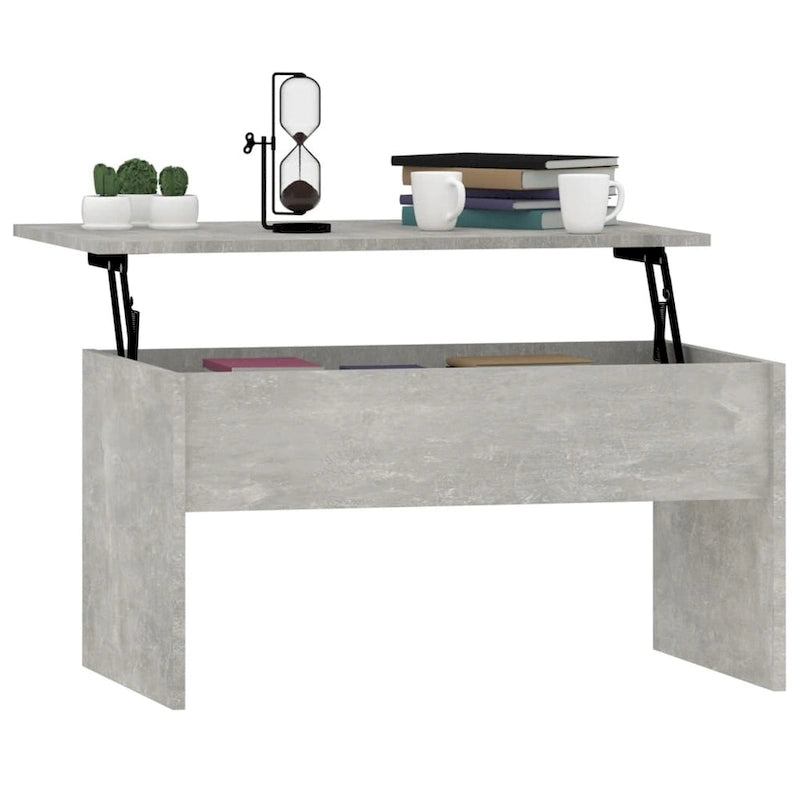 Tavolino da caffè con piano sollevabile, legno ingegnerizzato, uso singolo | Nero / Grigio Sonoma / Bianco lucido / Rovere affumicato / Bianco
