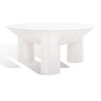 Tavolino da caffè scultoreo rotondo sbiancato / naturale, 3 gambe in legno massello