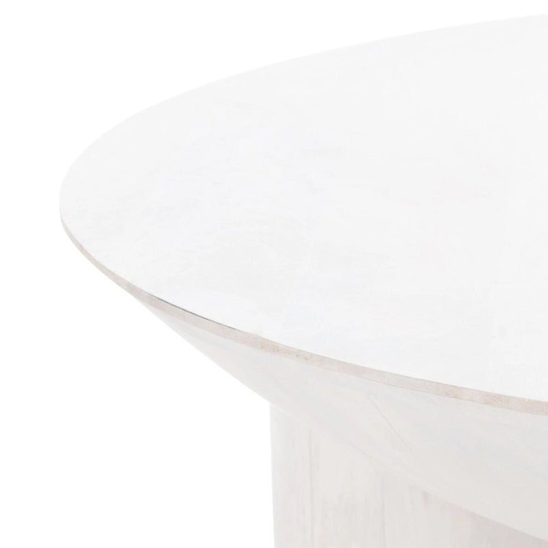 Tavolino da caffè scultoreo rotondo sbiancato / naturale, 3 gambe in legno massello