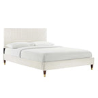Letto King Size con Struttura a Piattaforma Canale in Velluto ad Alte Prestazioni (Bianco/Blu/Rosa/Antracite) – Per 2