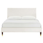 Letto King Size con Struttura a Piattaforma Canale in Velluto ad Alte Prestazioni (Bianco/Blu/Rosa/Antracite) – Per 2