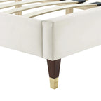 Letto King Size con Struttura a Piattaforma Canale in Velluto ad Alte Prestazioni (Bianco/Blu/Rosa/Antracite) – Per 2