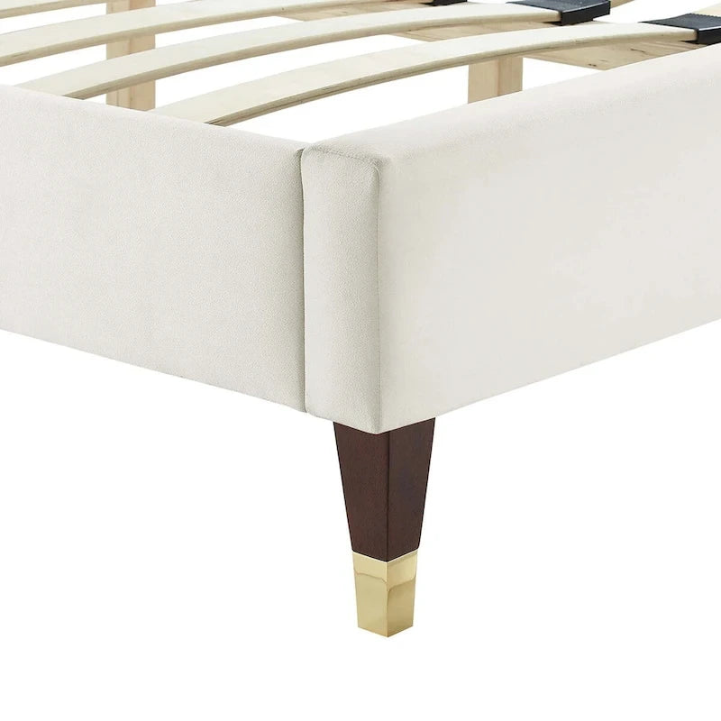 Letto King Size con Struttura a Piattaforma Canale in Velluto ad Alte Prestazioni (Bianco/Blu/Rosa/Antracite) – Per 2