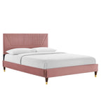 Letto King Size con Struttura a Piattaforma Canale in Velluto ad Alte Prestazioni (Bianco/Blu/Rosa/Antracite) – Per 2