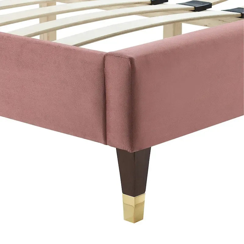 Letto King Size con Struttura a Piattaforma Canale in Velluto ad Alte Prestazioni (Bianco/Blu/Rosa/Antracite) – Per 2