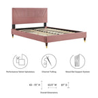 Letto King Size con Struttura a Piattaforma Canale in Velluto ad Alte Prestazioni (Bianco/Blu/Rosa/Antracite) – Per 2